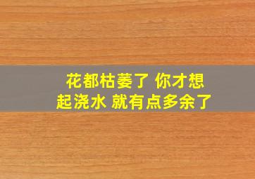 花都枯萎了 你才想起浇水 就有点多余了